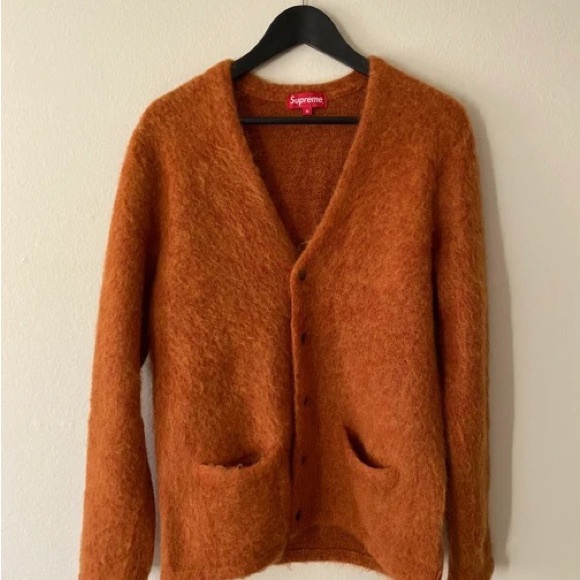 Supreme FW15 brushed mohair orange cardigan - Picture 3 of 4